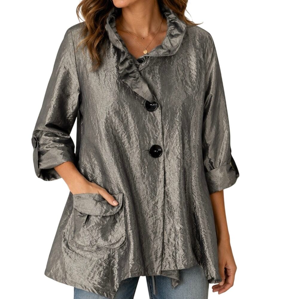 Moonlight by Y & S Medium Wearable Art Metallic Artsy Shirt Top Abstract Formal
